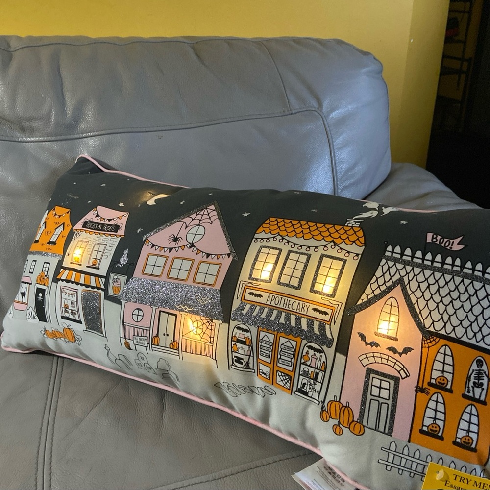 Cynthia Rowley Curious Light-up Halloween pillow